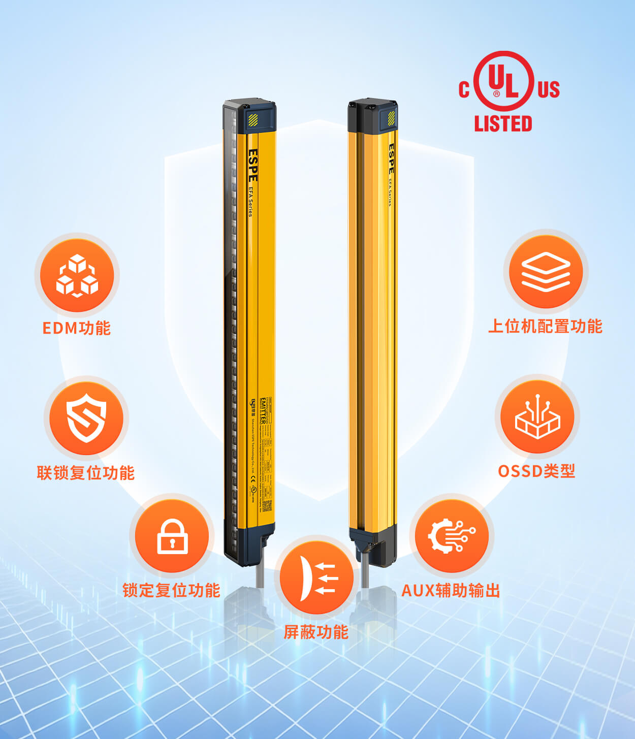 EFA系列无盲区四级安全光栅